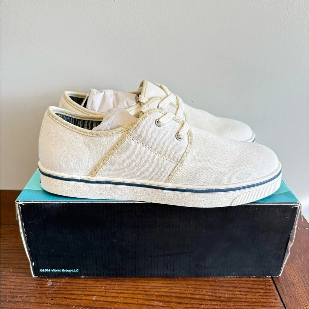 Vionic Bryson Lace Up Canvas Sneakers White TVM4059 Men's 8‎ NEW